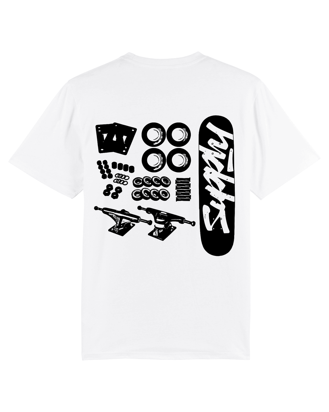 Skate Parts' White Skateboard T-Shirt